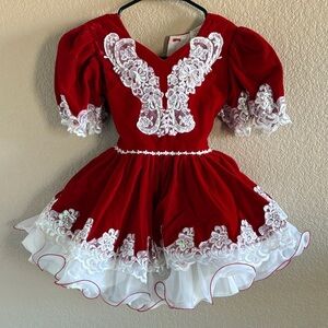 Vintage Elegant Red and White Kids Formal Dress